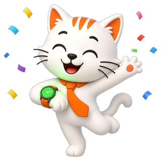 Orange cat dancing in celebration